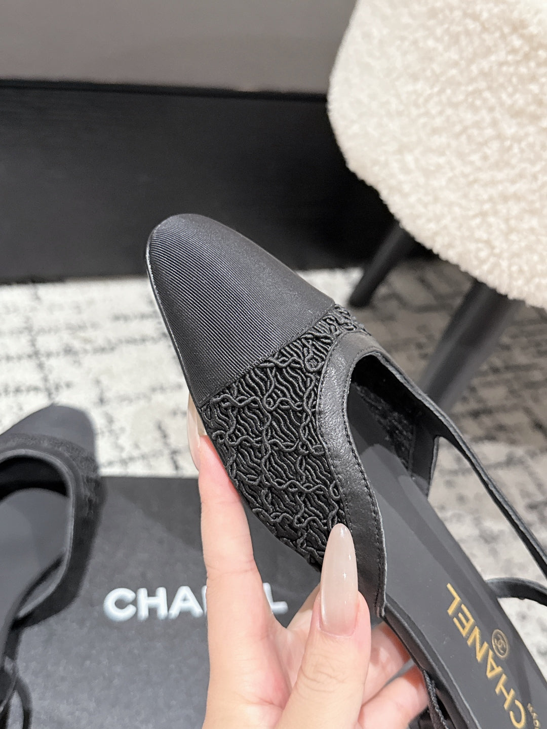 SLINGBACK 25S IN BLACK FABRIC - 35
