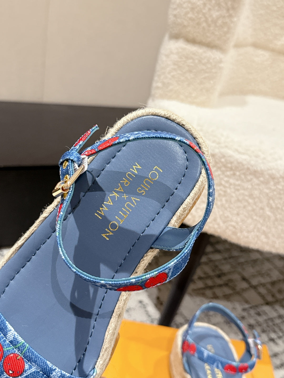LV PLATFORM ESPADRILLE SANDALS 25S IN BLUE DENIM - 35