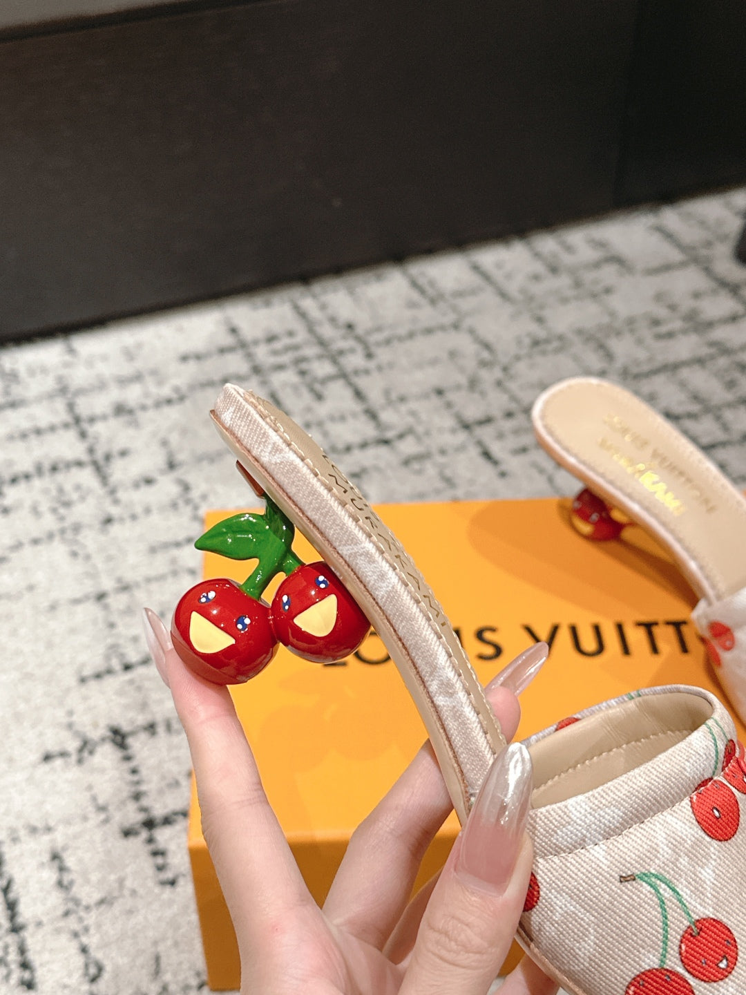 LV CHERRY HIGH HEELS 25S 55 MM IN NUDE DENIM STYLE 9 - 35