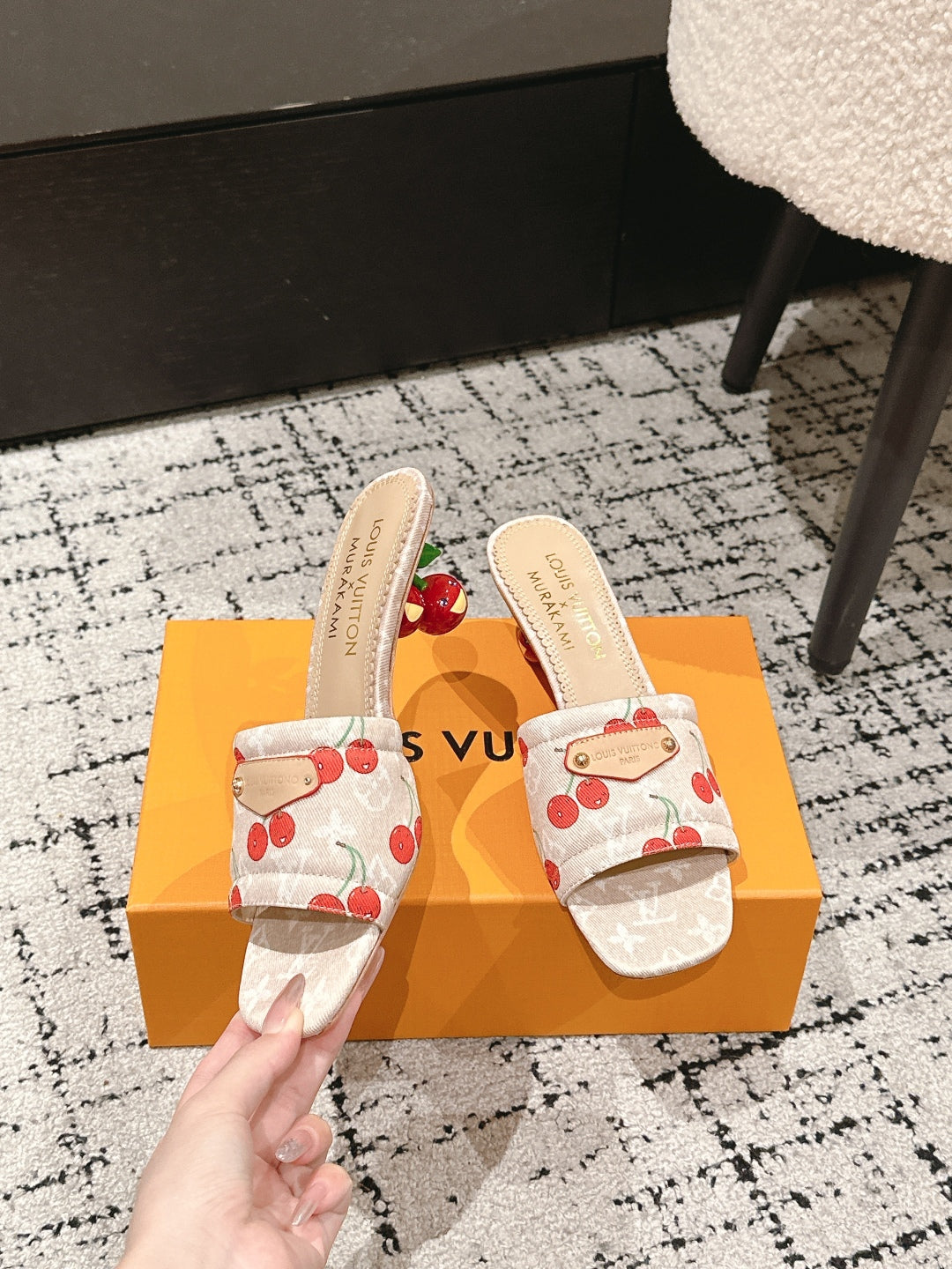 LV CHERRY HIGH HEELS 25S 55 MM IN NUDE DENIM STYLE 9 - 35