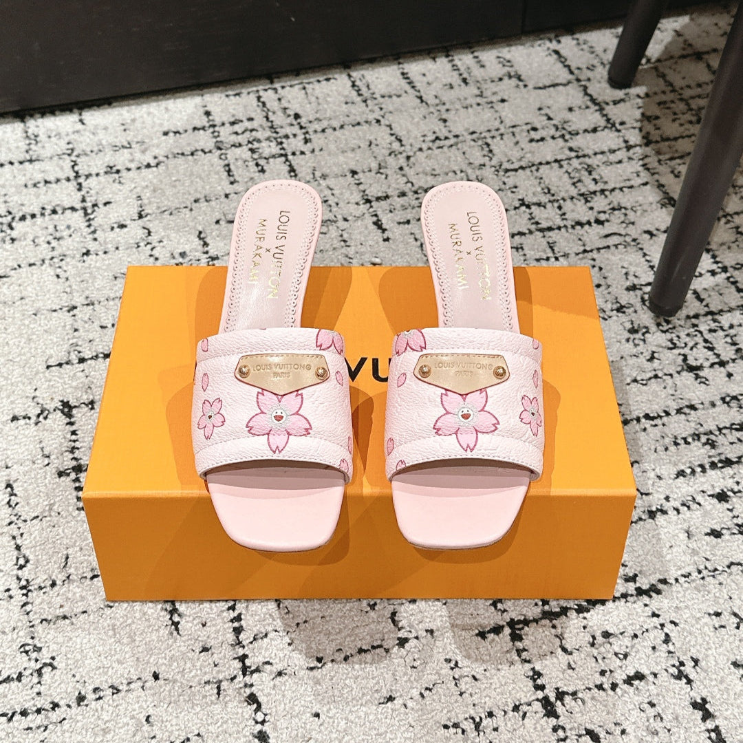 LV CHERRY HIGH HEELS 25S 55 MM IN LIGHT PINK CALFSKIN STYLE 1 - 35