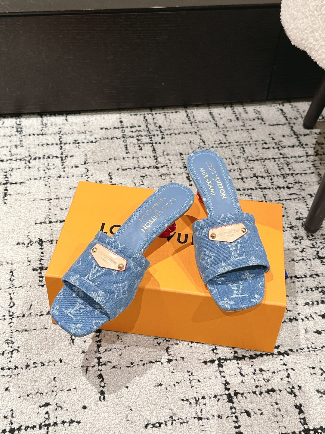 LV CHERRY HIGH HEELS 25S 55 MM IN BLUE DENIM STYLE 5 - 35