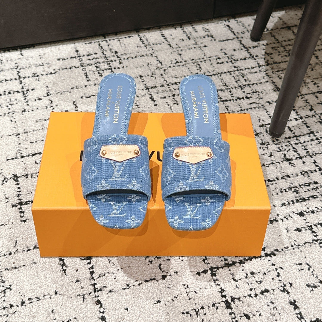 LV CHERRY HIGH HEELS 25S 55 MM IN BLUE DENIM STYLE 5 - 35