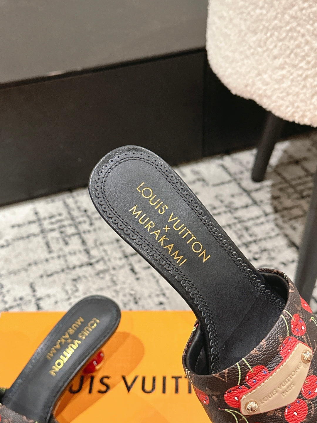 LV CHERRY HIGH HEELS 25S 55 MM IN DARK BROWN MIX BLACK CALFSKIN STYLE 12 - 35