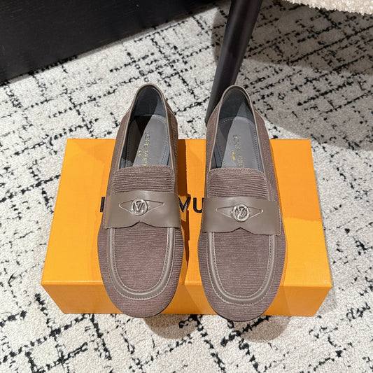 LV LOAFER 25S IN DUSTY ROSE BROWN SUEDE AND CALFSKIN - 35