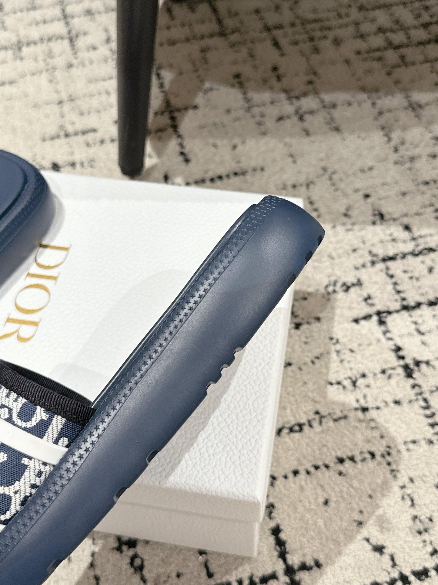 DIOR SLIDES 25S IN DUSTY NAVY BLUE LAMBSKIN AND FABIRC WITH BRAND LOGO STYLE 2 - 35