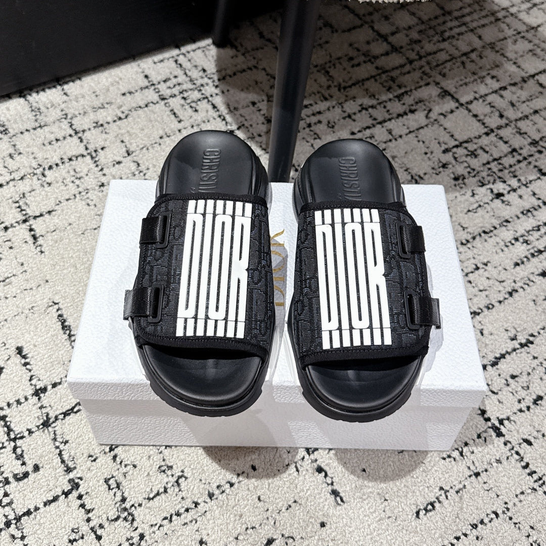 DIOR ADJUSTABLE STRAP SANDALS 25S 50 MM IN BLACK FABRIC MIX CALFSKIN STYLE 1 - 35