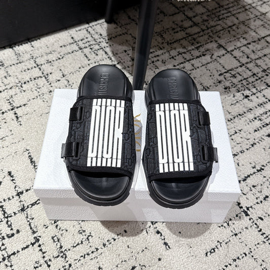 DIOR ADJUSTABLE STRAP SANDALS 25S 50 MM IN BLACK FABRIC MIX CALFSKIN STYLE 1 - 35