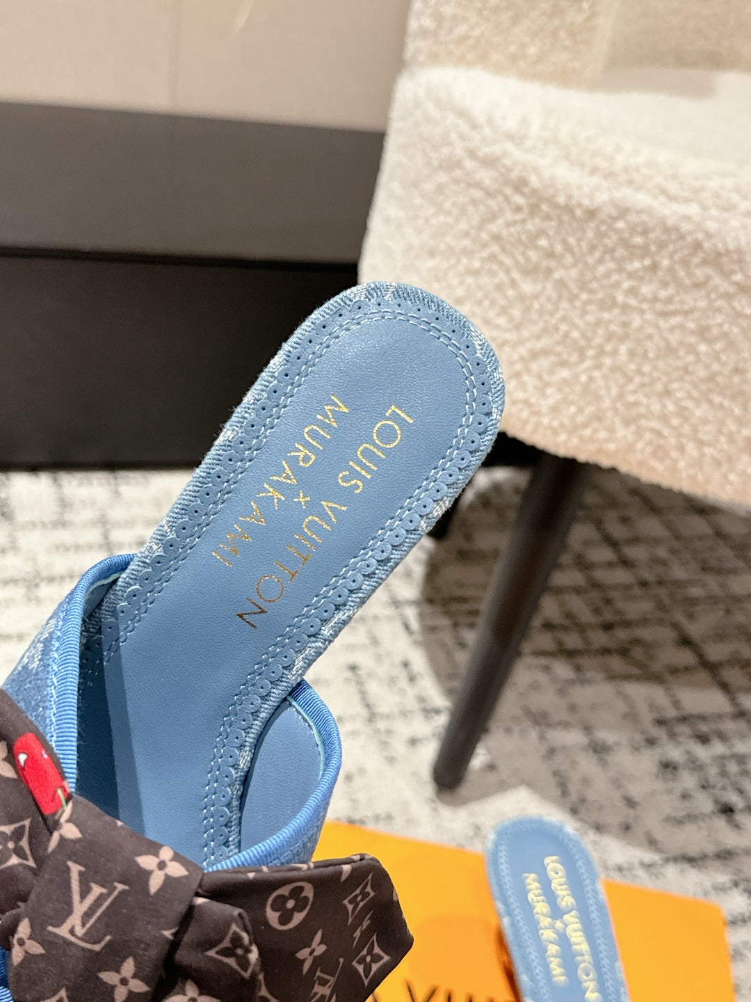 LV CHERRY HIGH HEELS 25S IN BLUE DENIM WITH BOW STYLE 8 - 35
