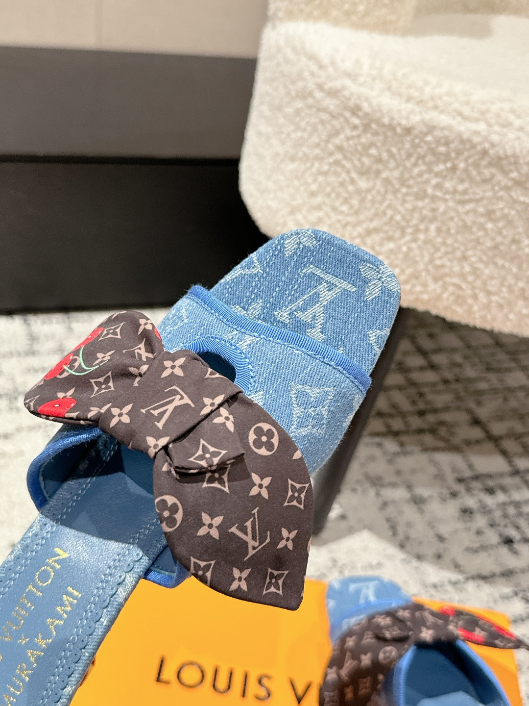 LV CHERRY HIGH HEELS 25S IN BLUE DENIM WITH BOW STYLE 8 - 35