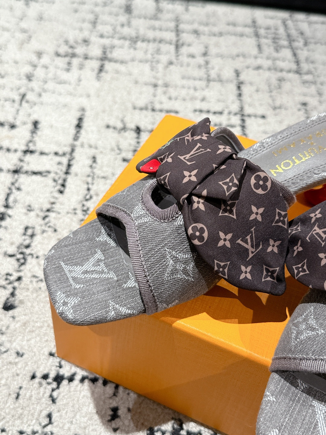 LV CHERRY HIGH HEELS 25S IN DARK GREY DENIM WITH BOW STYLE 7 - 35