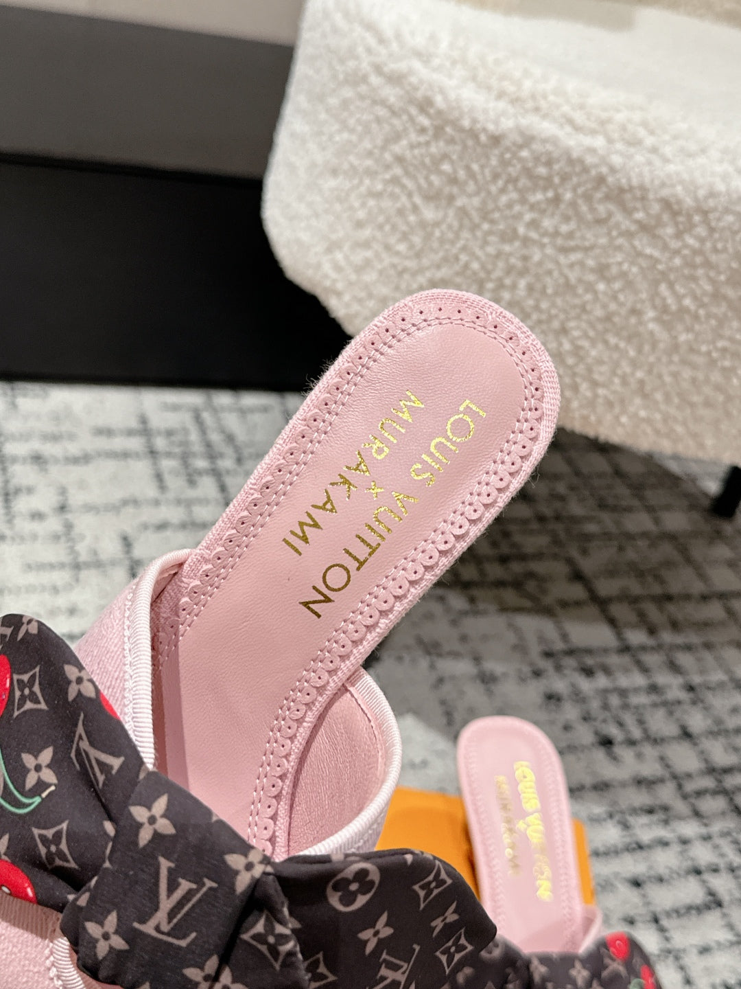 LV CHERRY HIGH HEELS 25S IN LIGHT PINK DENIM WITH BOW STYLE 6 - 35