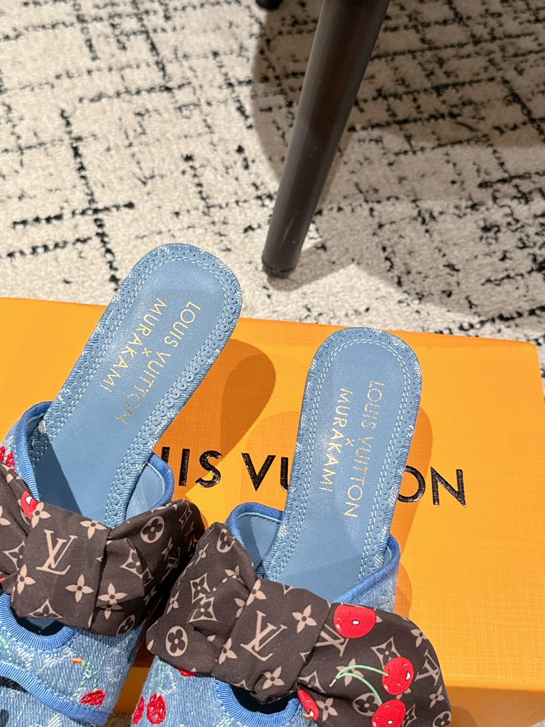 LV CHERRY HIGH HEELS 25S IN BLUE DENIM WITH BOW STYLE 3 - 35