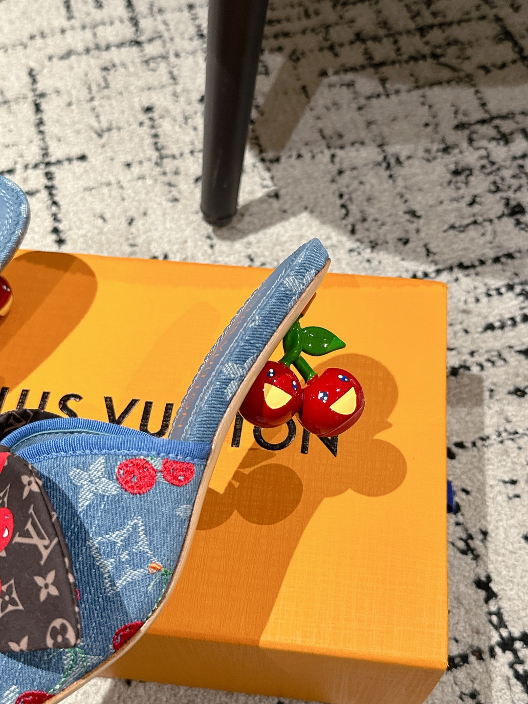 LV CHERRY HIGH HEELS 25S IN BLUE DENIM WITH BOW STYLE 3 - 35