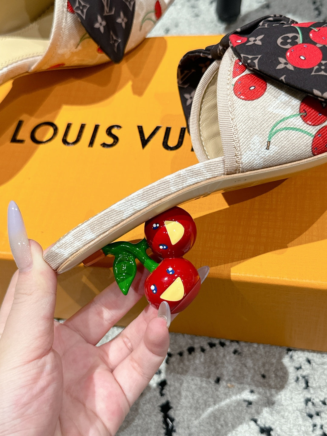 LV CHERRY HIGH HEELS 25S IN NUDE DENIM WITH BOW STYLE 5 - 35