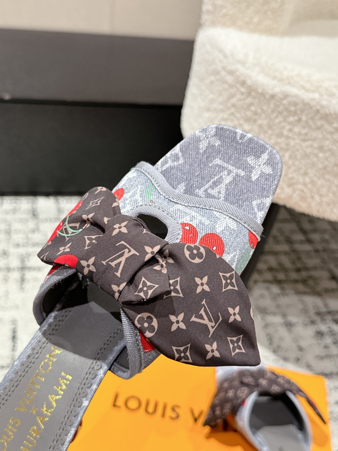LV CHERRY HIGH HEELS 25S IN GREY DENIM WITH BOW STYLE 1 - 35