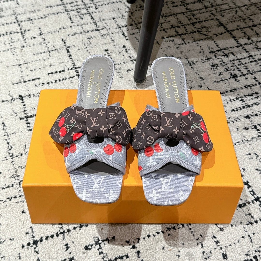 LV CHERRY HIGH HEELS 25S IN GREY DENIM WITH BOW STYLE 1 - 35