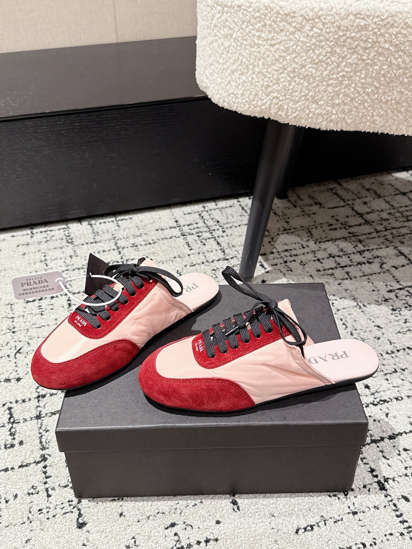 PRADA 25S DEXUN MULE IN RED SUEDE LEATHER - 35