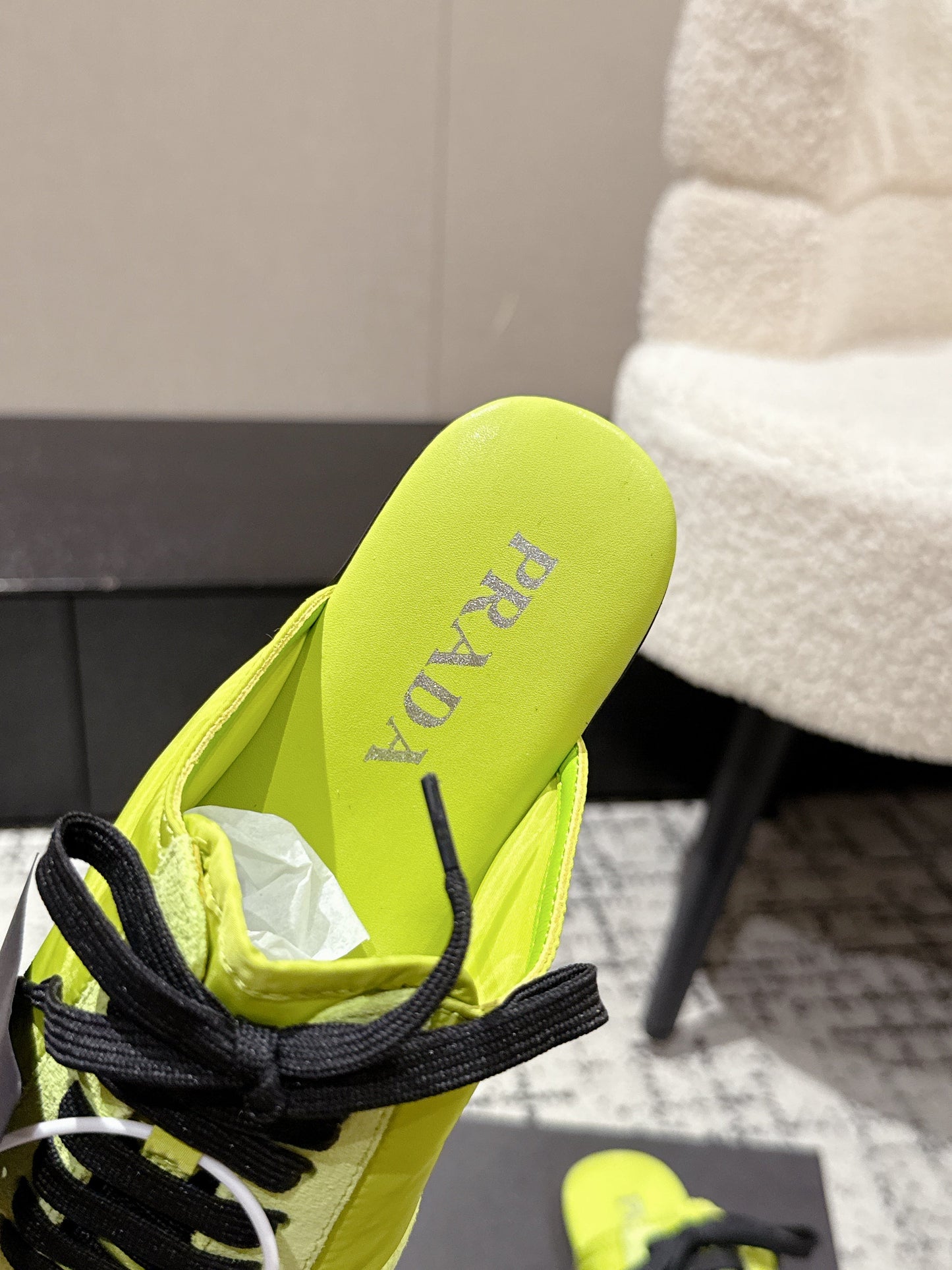 PRADA 25S DEXUN MULE IN LIME GREEN SUEDE LEATHER - 35