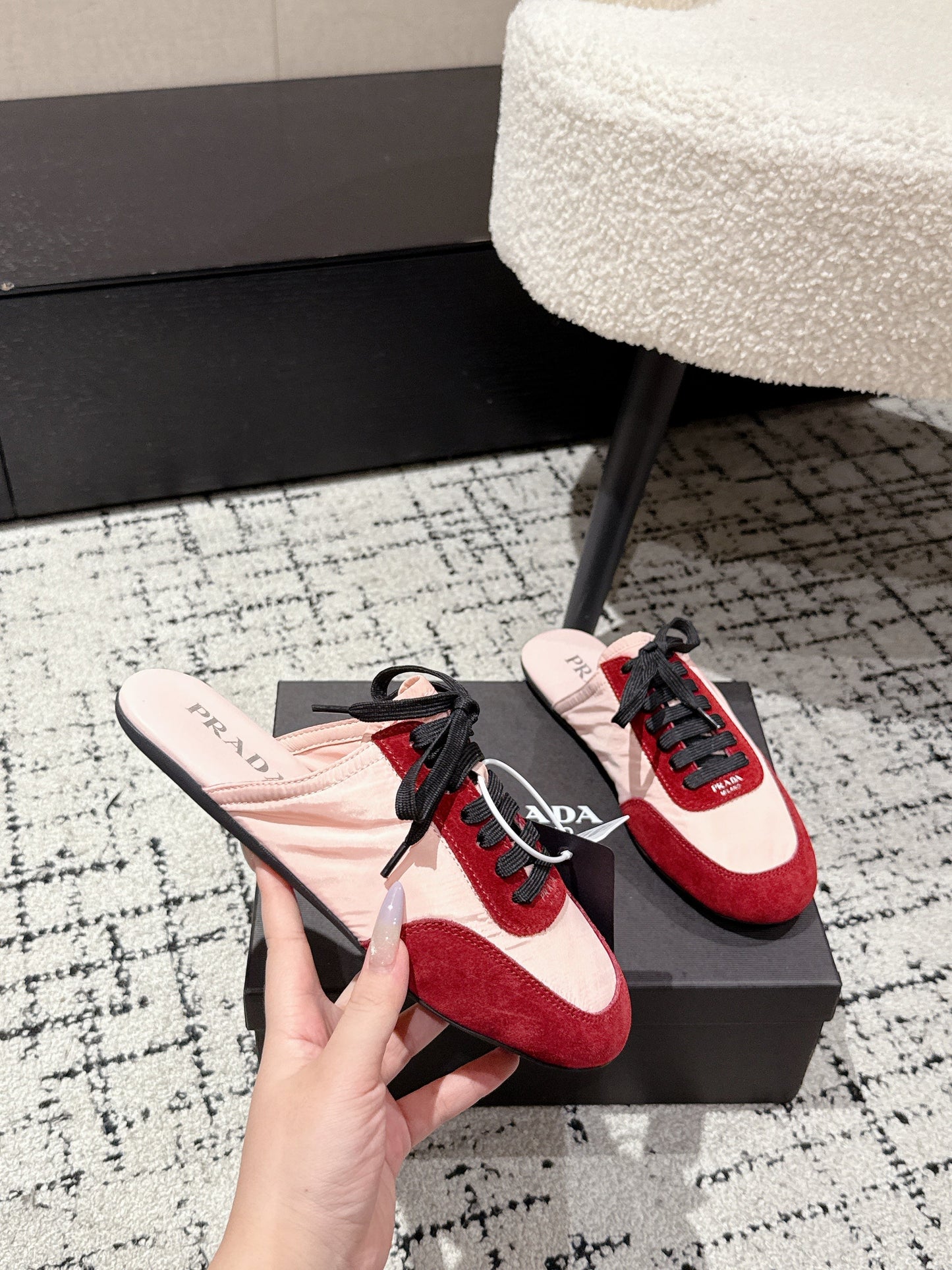 PRADA 25S DEXUN MULE IN RED SUEDE LEATHER - 35