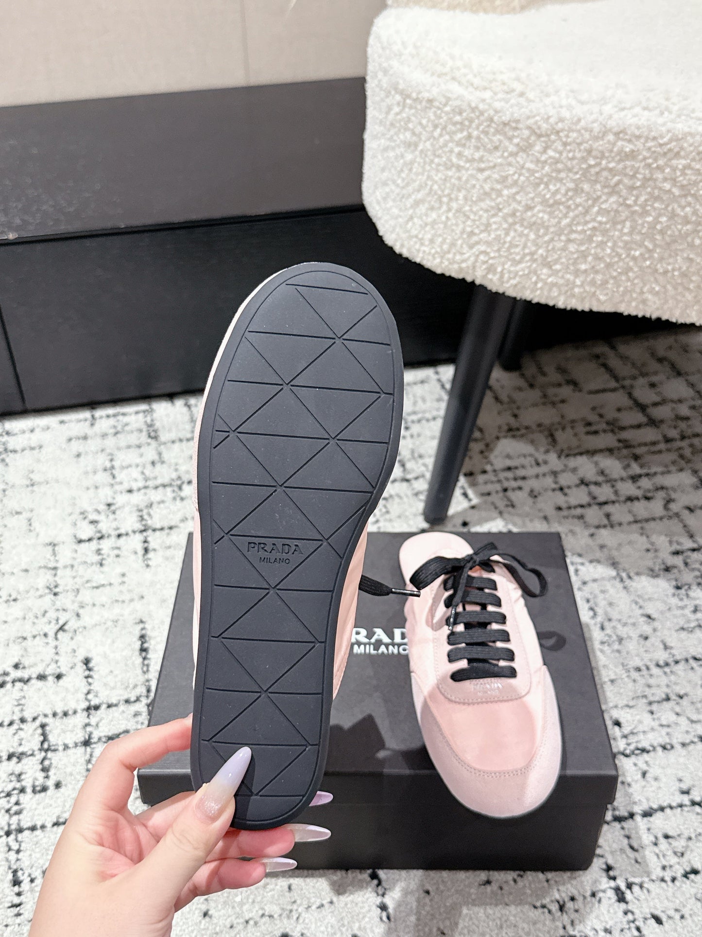 PRADA 25S DEXUN MULE IN LIGHT PINK SUEDE LEATHER - 35