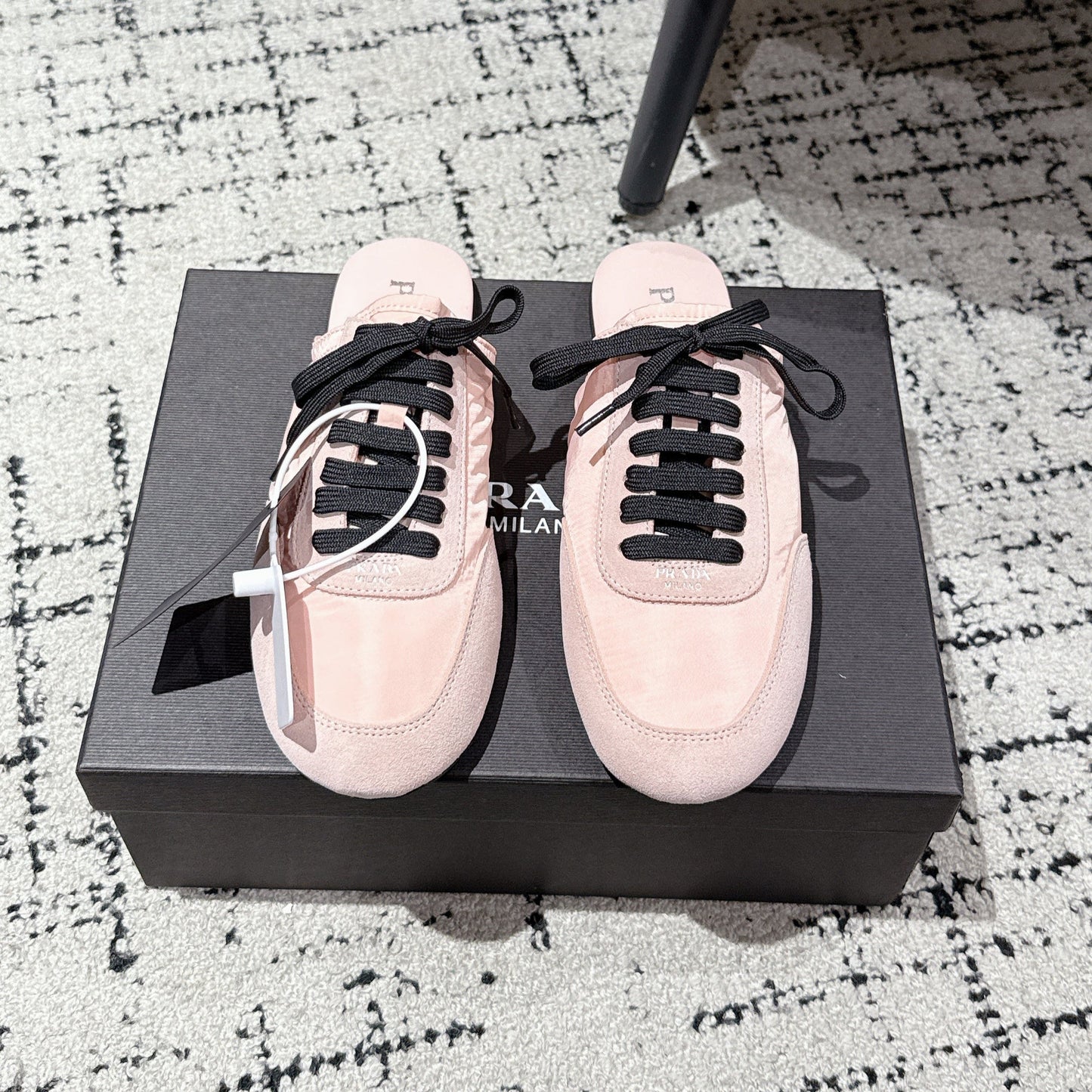 PRADA 25S DEXUN MULE IN LIGHT PINK SUEDE LEATHER - 35