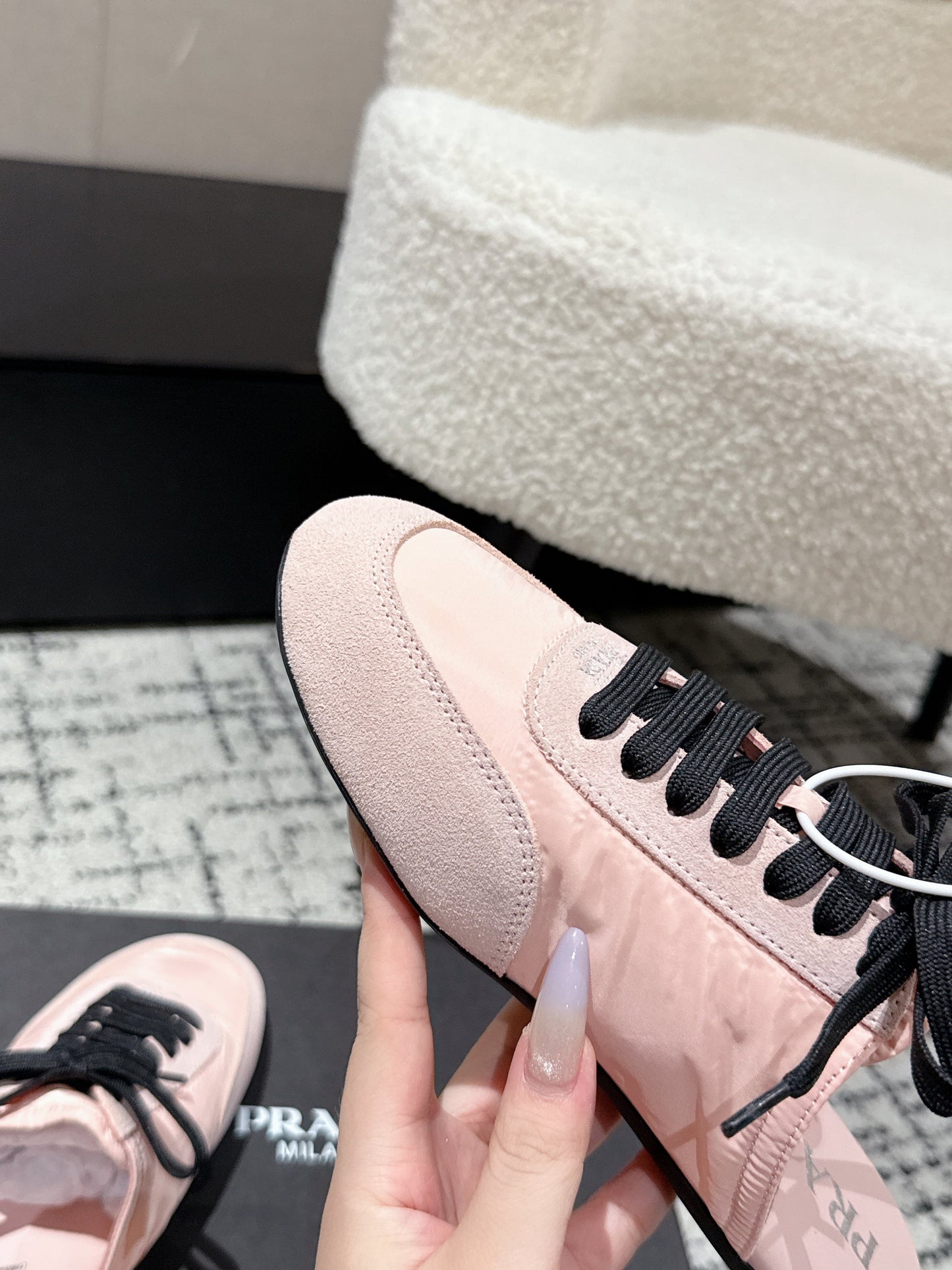 PRADA 25S DEXUN MULE IN LIGHT PINK SUEDE LEATHER - 35