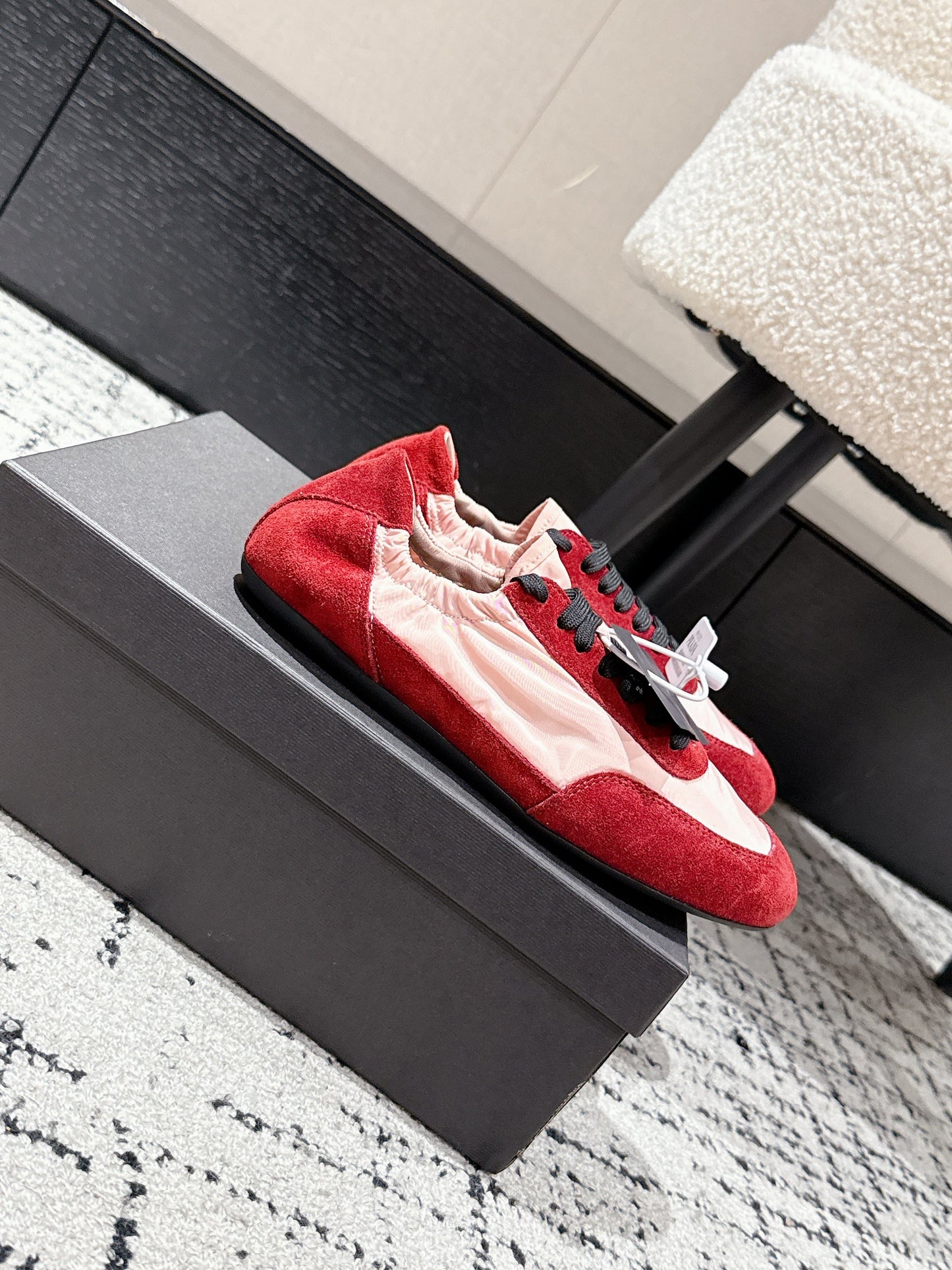 PRADA 25S COLLAPSE SNEAKERS IN RED RE NYLON AND SUEDE - 35