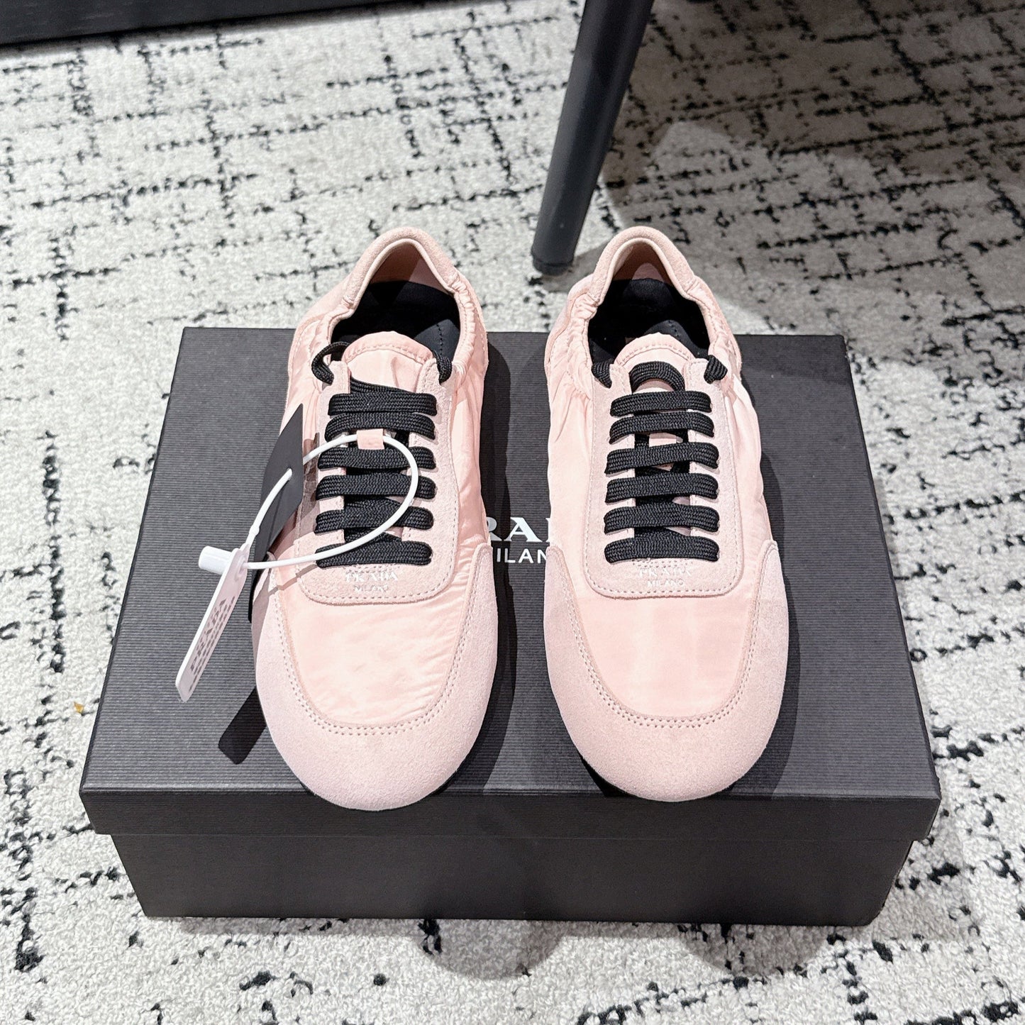 PRADA 25S COLLAPSE SNEAKERS IN LIGHT PINK RE NYLON AND SUEDE - 35