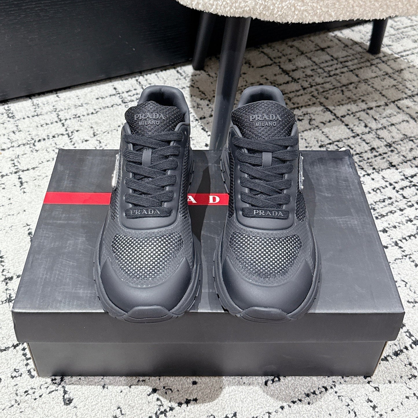 PRADA 25S MEN SNEAKERS IN BLACK CANVAS - 38
