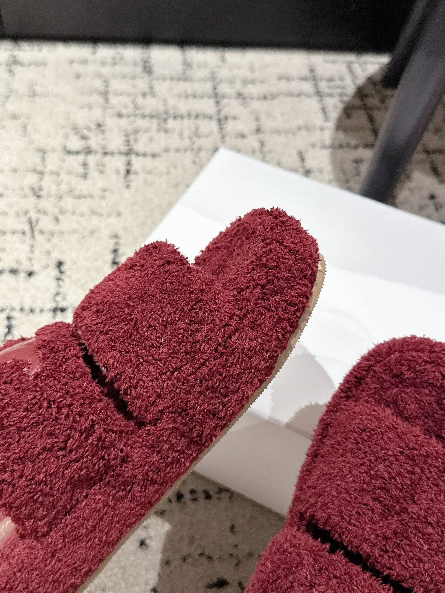 CELINE 25S SLIDES TRIOMPHE IN WINE RED SPONGE FABRIC - 35