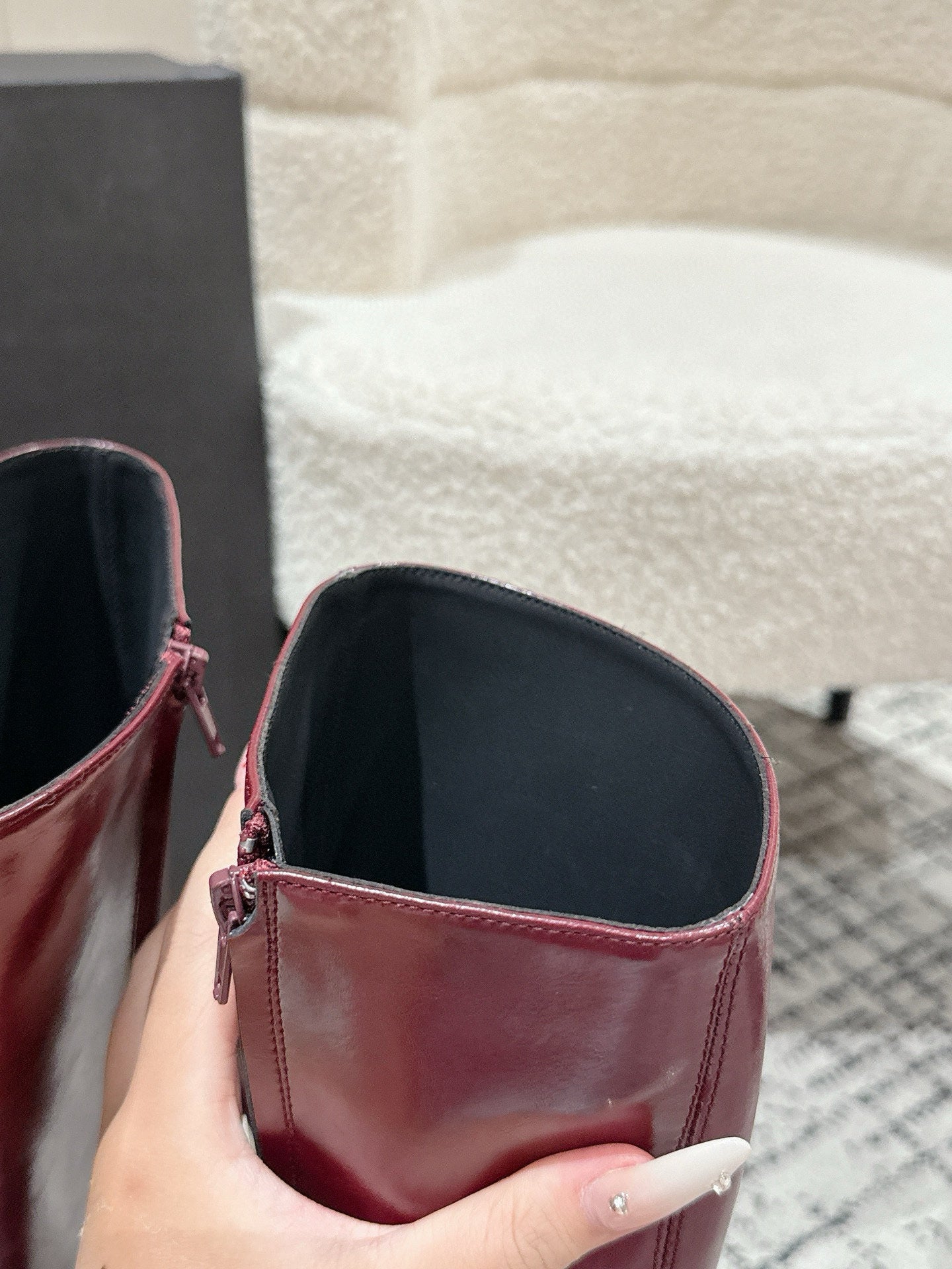 YSL 25S PLATFORM KNEE-HIGH BOOTS 70 MM IN WINE RED LAMBSKIN - 35