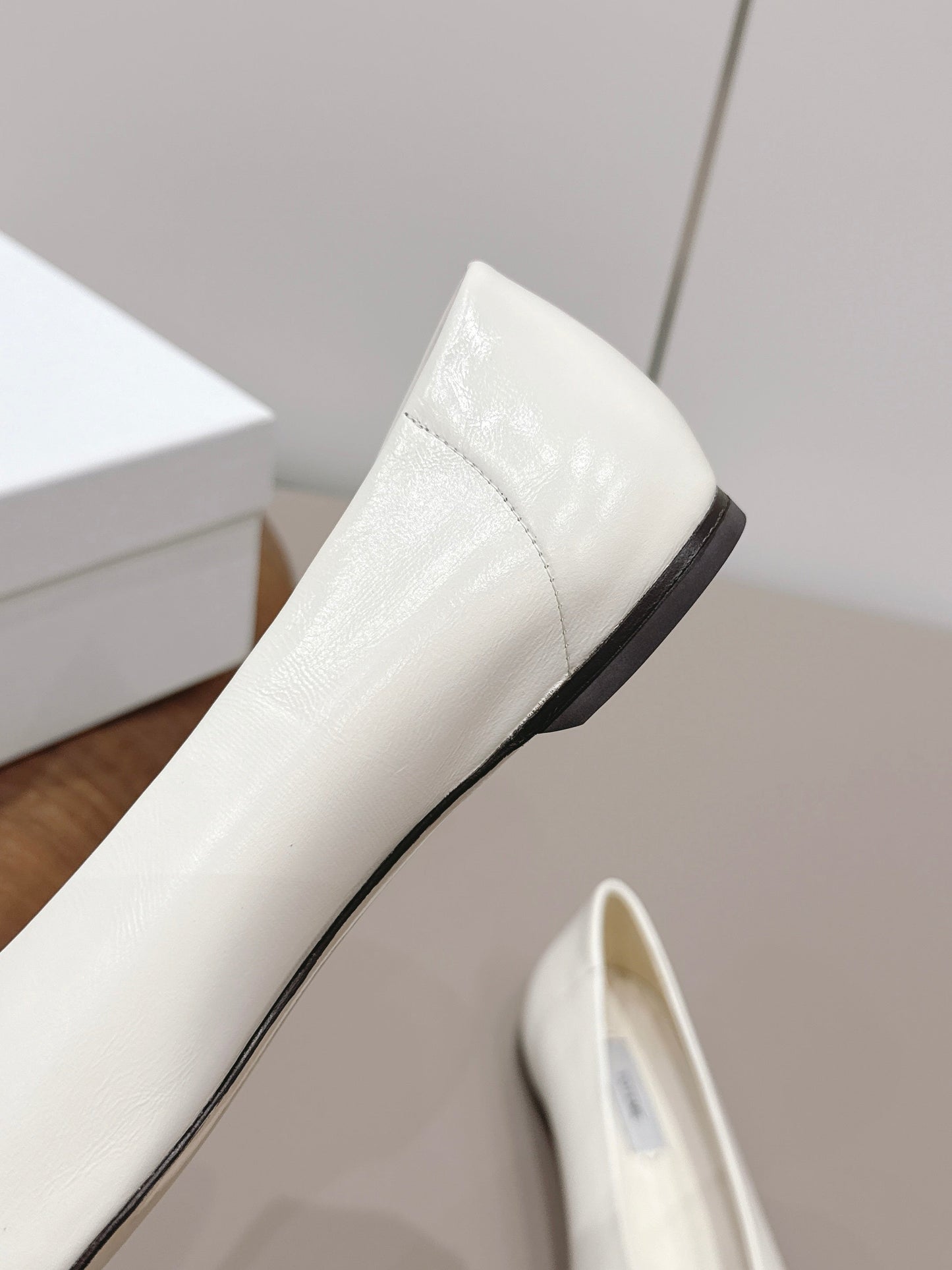 THE ROW 26S BALLET FLATS IN WHITE CALFSKIN