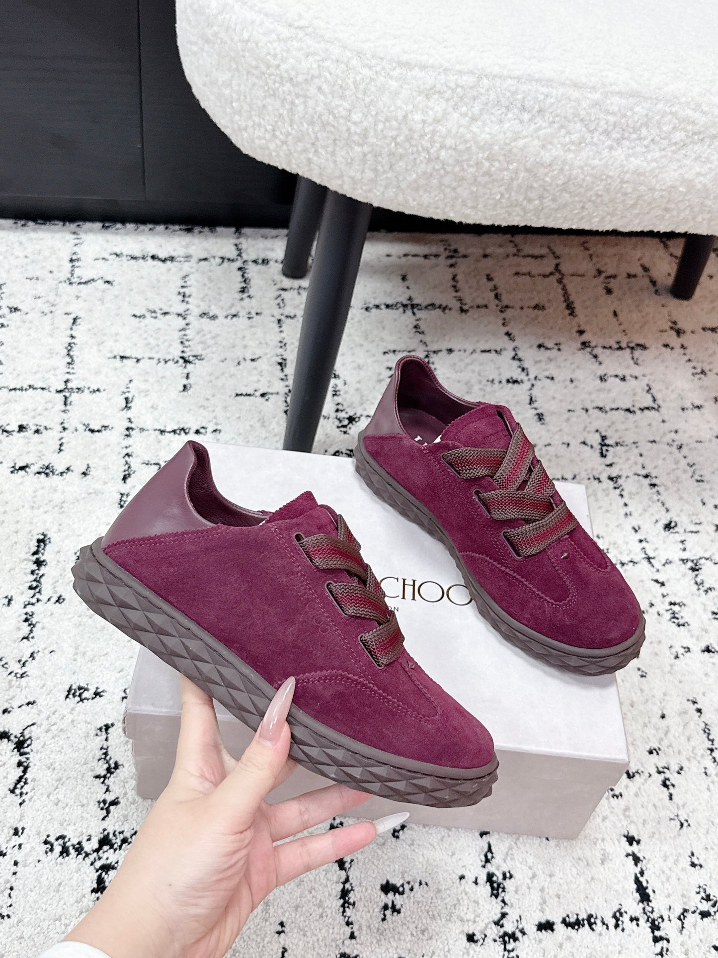 КРОСІВКИ JIMMY CHOO 26S З ТЕМНО-ЧЕРВОНОЇ ЗАМШІ