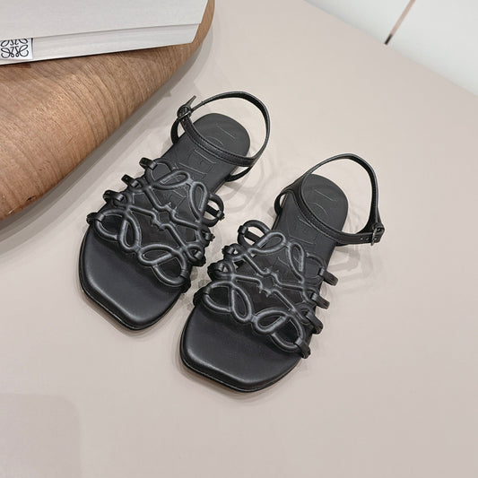 LOEWE 26S БОСОНІЖКИ З КВАДРАТНИМ НОСКОМ З ЧОРНОЇ ТЕЛЯЧОЇ ШКІРИ З ЛОГОТИПОМ