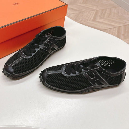 KIGA SNEAKER IN BLACK CROCHET KNIT AND CALFSKIN - 35