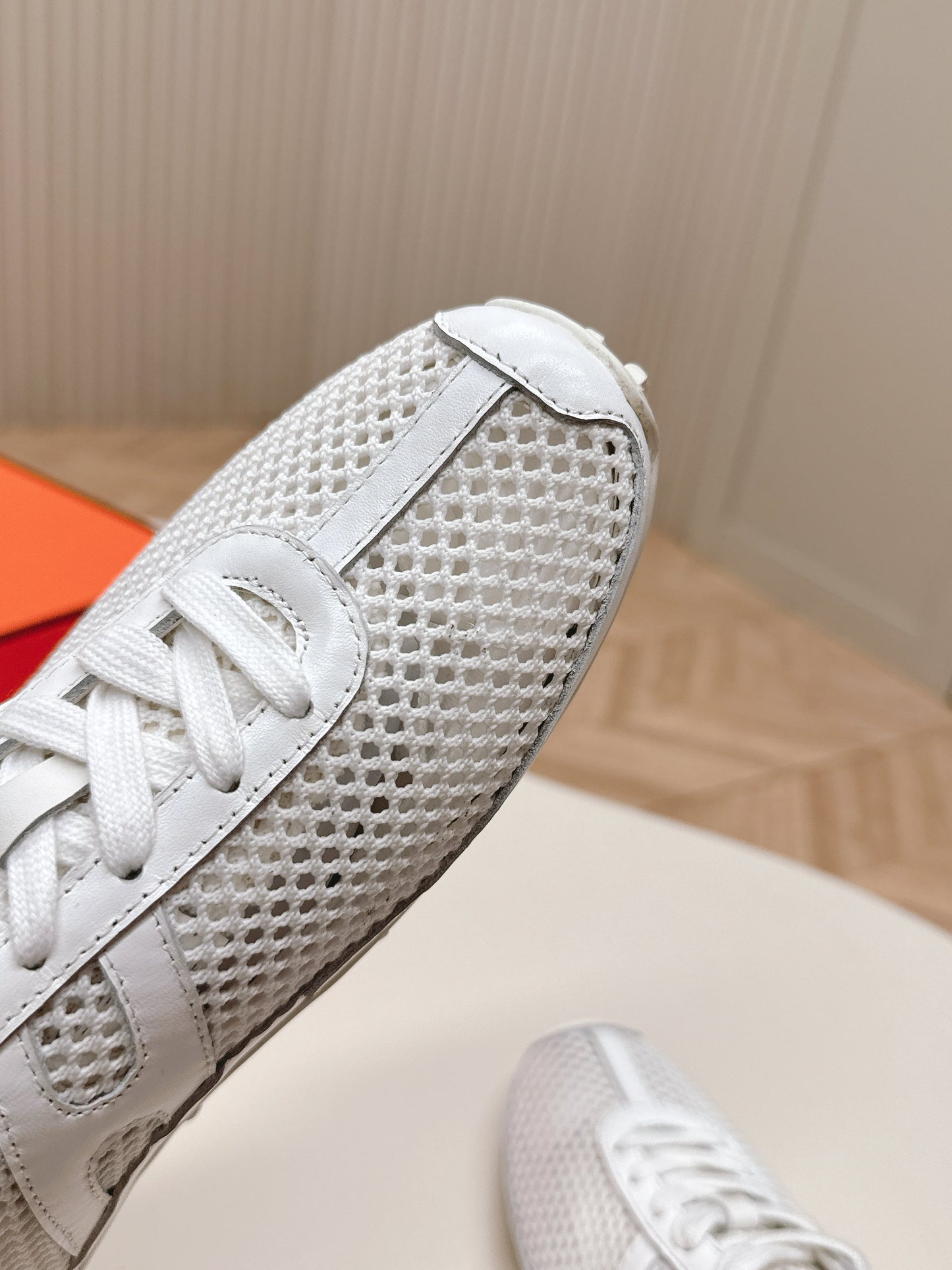 KIGA SNEAKER IN WHITE CROCHET KNIT AND CALFSKIN - 35