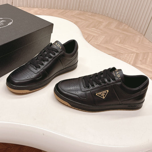 PRADA 25S DOWNTOWN SNEAKERS IN BLACK CALFSKIN - 35