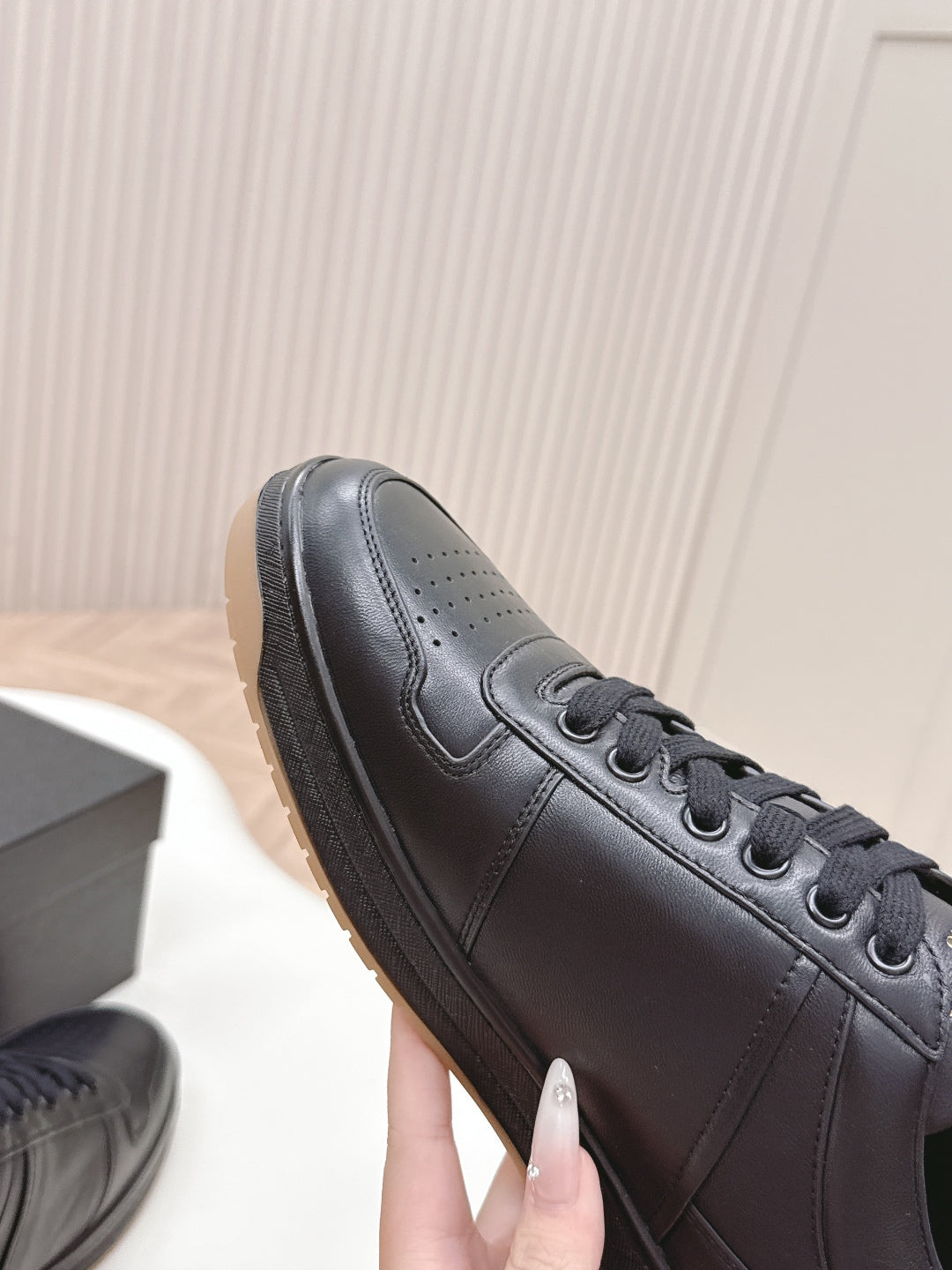PRADA 25S DOWNTOWN SNEAKERS IN BLACK CALFSKIN - 35