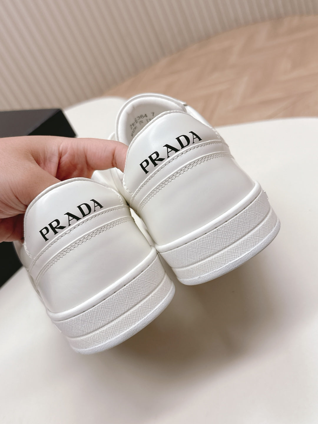 PRADA 25S DOWNTOWN SNEAKERS IN WHITE CALFSKIN SILVER HARDWARE - 35