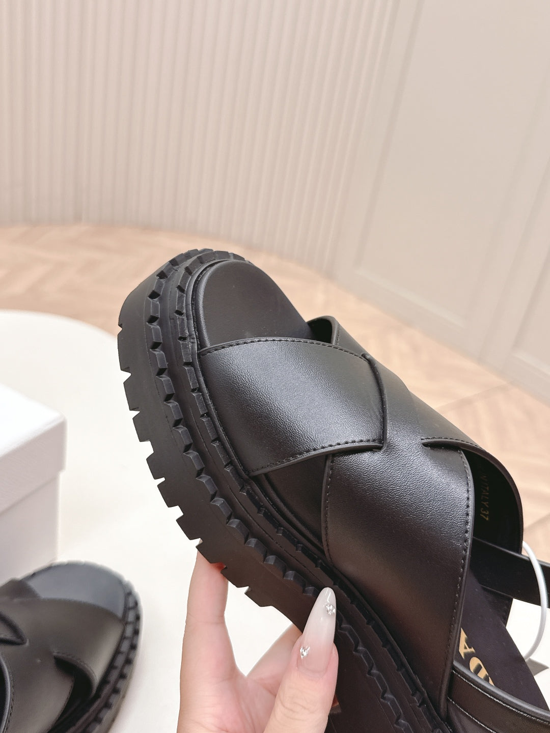 PRADA 25S CRISSCROSS SANDALS IN BLACK CALFSKIN - 35