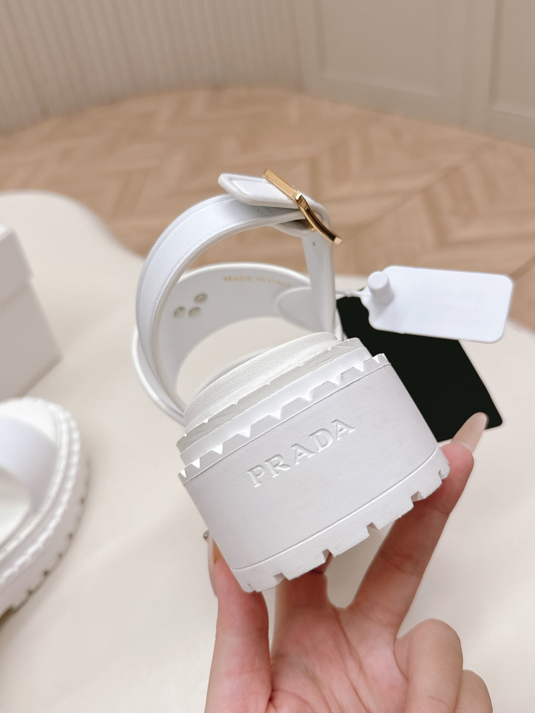 PRADA 25S SANDALS IN WHITE CALFSKIN LOGO - 35