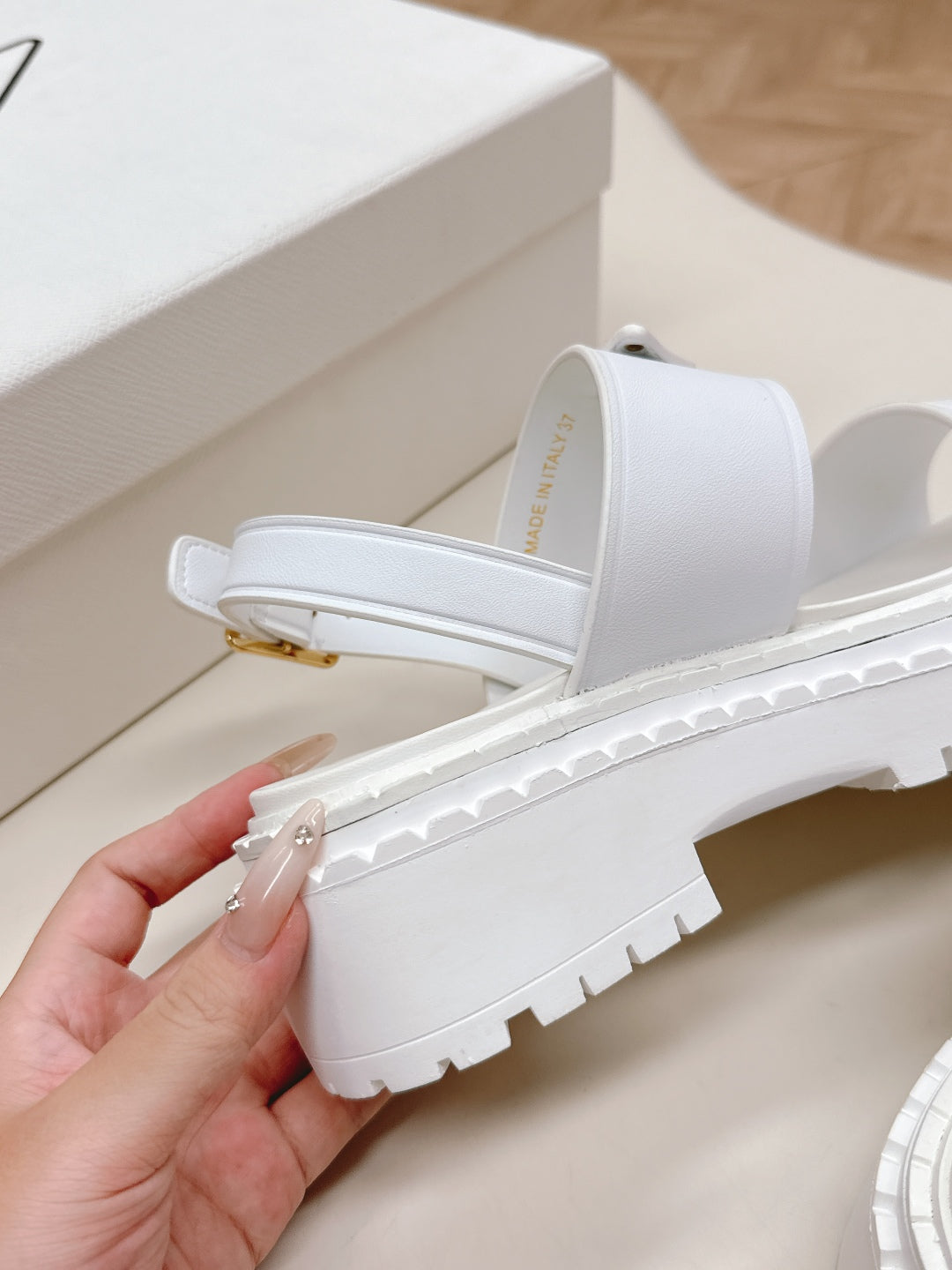 PRADA 25S SANDALS IN WHITE CALFSKIN LOGO - 35