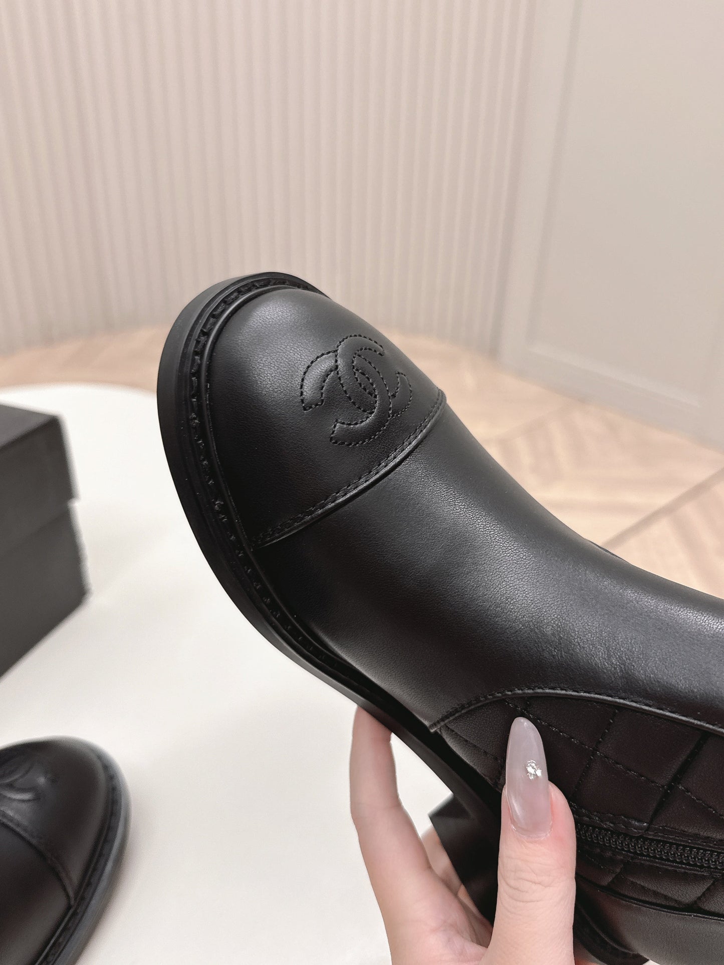 CHANEL ANKLE BOOTS 25S IN BLACK LAMBSKIN WITH GOLD HARDWARE - 35