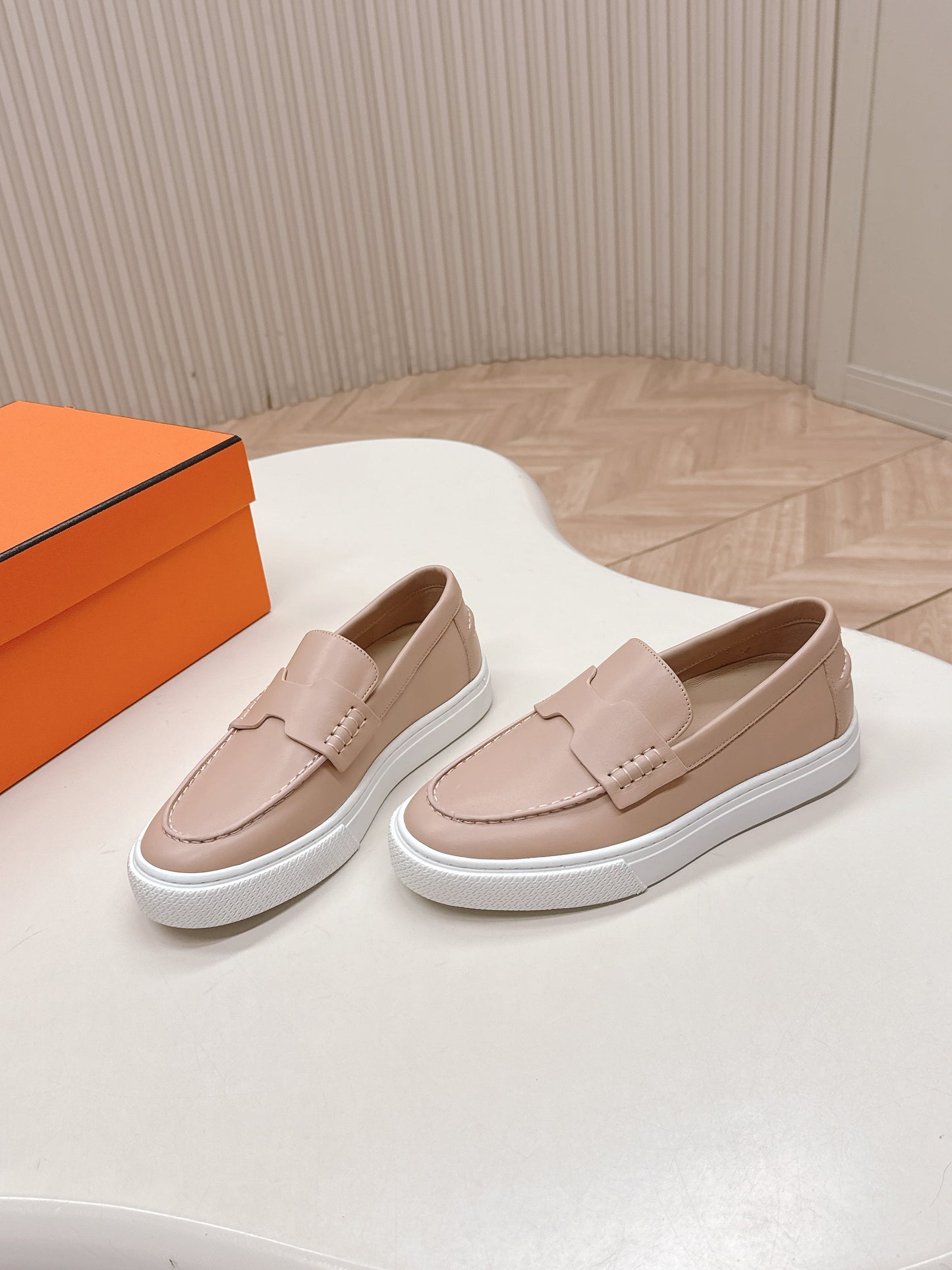 HM 25S SLIP-ON IN SOFT NUDE PINK LAMBSKIN - 35