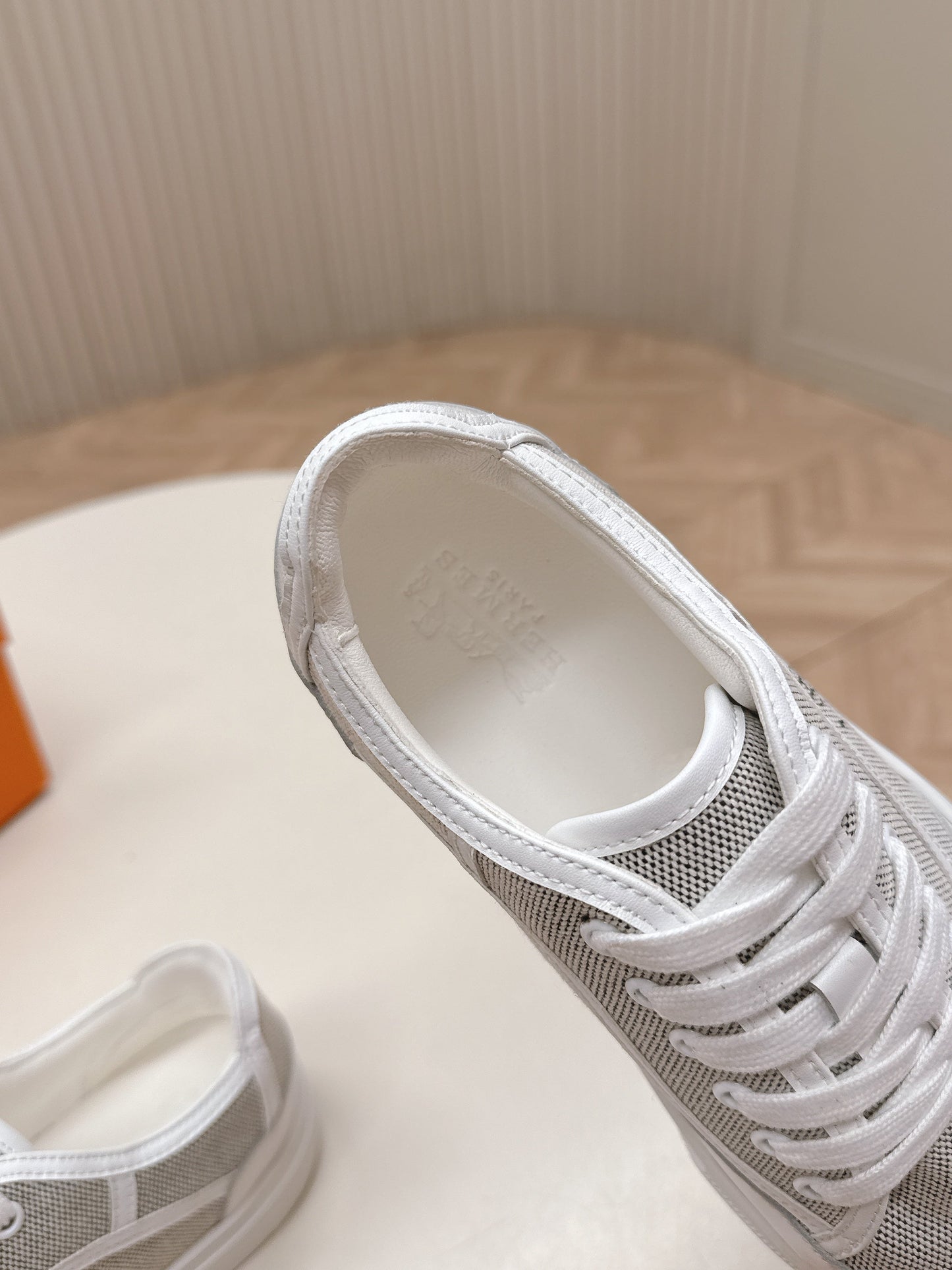 HM 25S SNEAKER LOW SPORTS IN GREY CANVAS MIX WHITE LAMBSKIN - 35