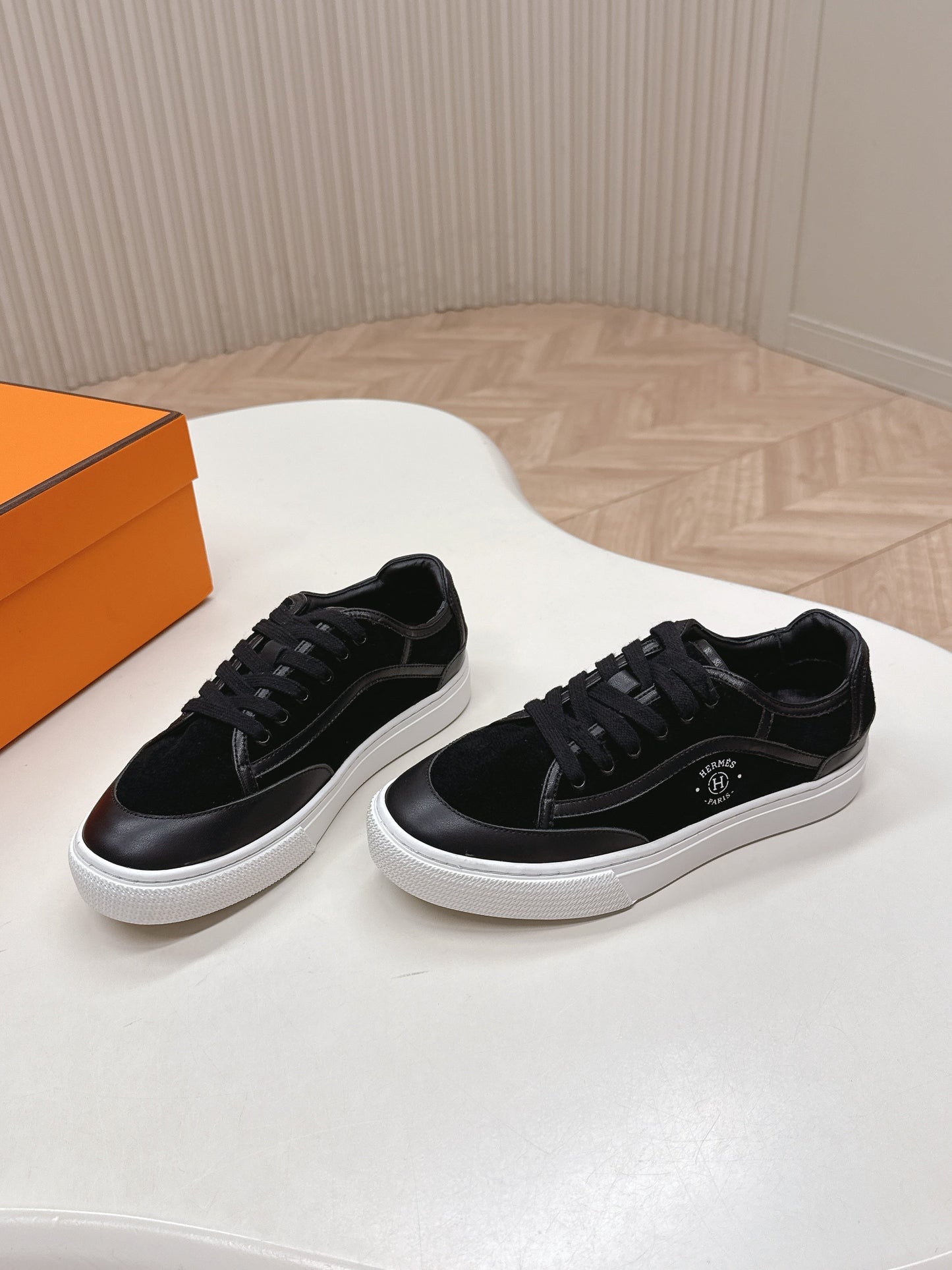 HM 25S SNEAKER LOW SPORTS IN BLACK SUEDE MIX LAMBSKIN - 35
