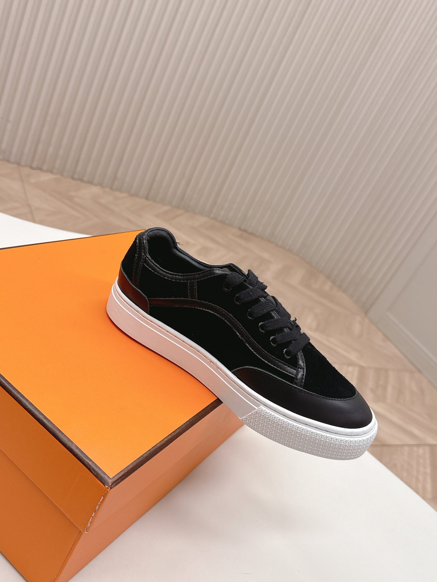 HM 25S SNEAKER LOW SPORTS IN BLACK SUEDE MIX LAMBSKIN - 35