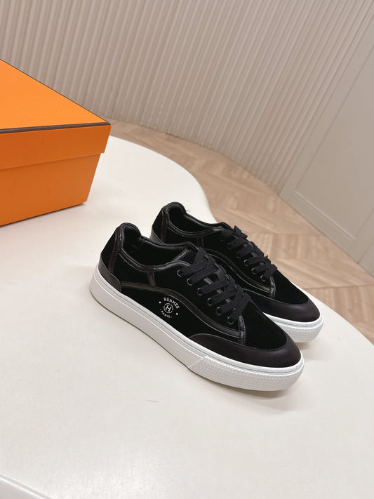HM 25S SNEAKER LOW SPORTS IN BLACK SUEDE MIX LAMBSKIN - 35