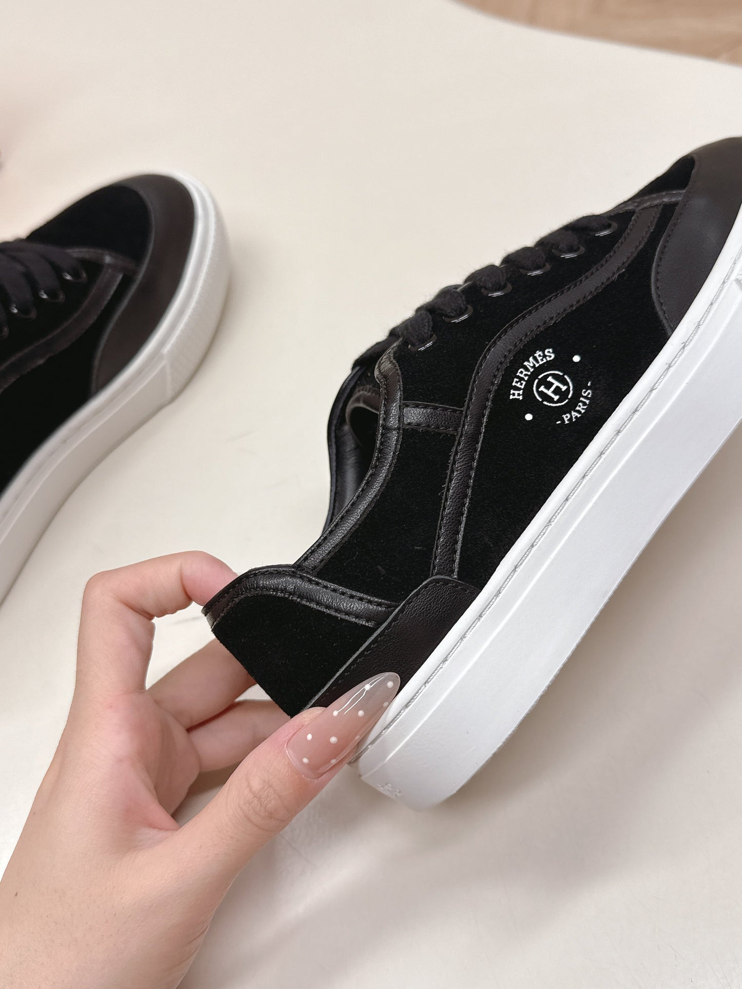 HM 25S SNEAKER LOW SPORTS IN BLACK SUEDE MIX LAMBSKIN - 35